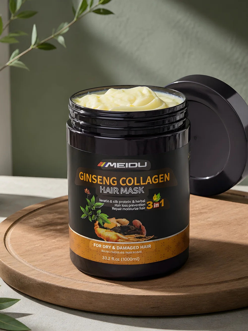 Ginseng Collagen Hair Mask - Nourishing Black Jar (Yellow Cream)
